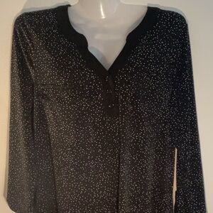 Ricki's Black and White 3/4 Sleeve Polo Blouse